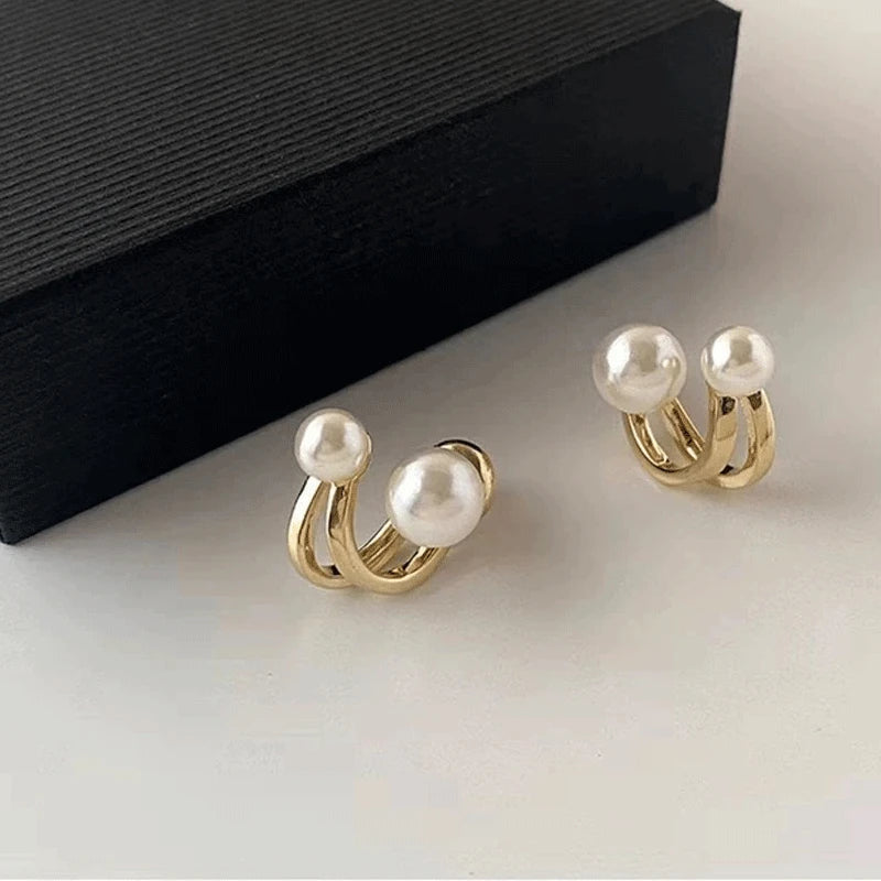 New Simple Temperament Circle Pearl Earrings Fashion Small Versatile Earrings Women's Jewelry