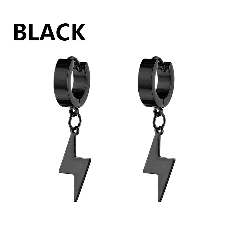 1 par de pendientes de acero inoxidable estilo punk, juego de pendientes negros para hombres y mujeres, piercing estilo hip hop vintage, joyería para las orejas