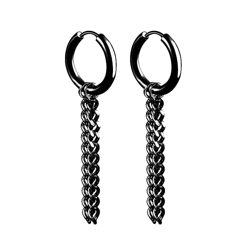 1 par de pendientes de acero inoxidable estilo punk, juego de pendientes negros para hombres y mujeres, piercing estilo hip hop vintage, joyería para las orejas