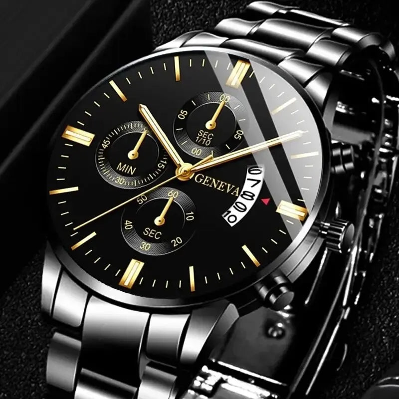 Reloj de acero inoxidable de moda para hombre, reloj de pulsera de cuarzo con calendario de lujo, relojes de negocios para hombre, reloj Montre Homme